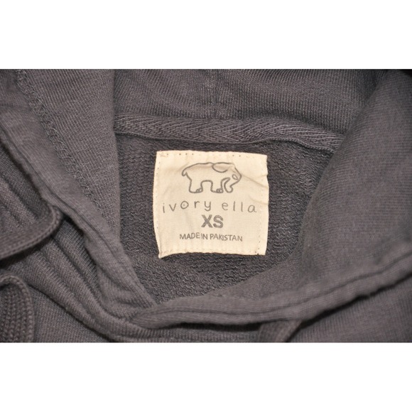 Ivory Ella Hoodie Womens Extra Small Gray Elephant Logo Pullover Kangaroo Pocket - Picture 2 of 9